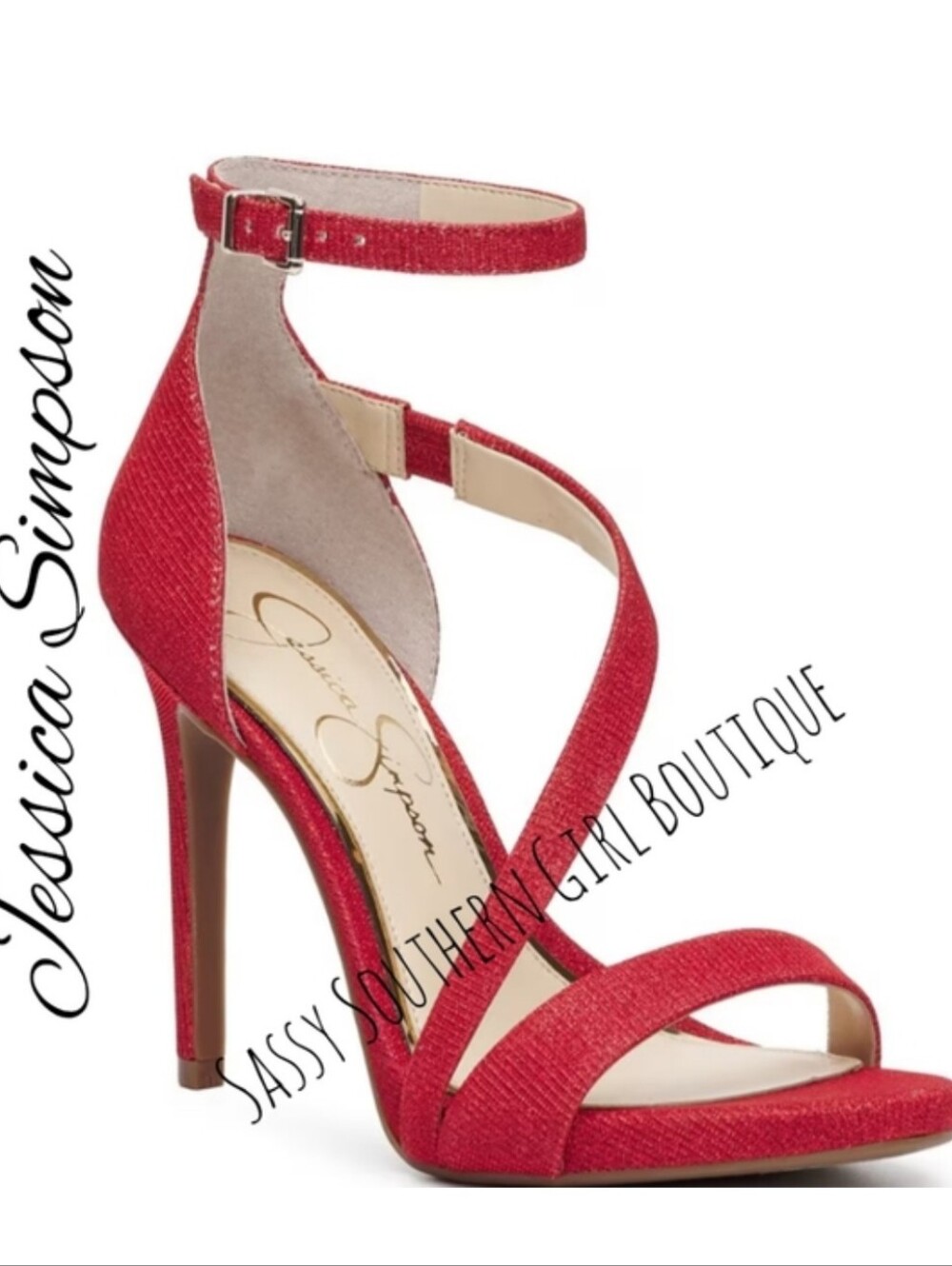 ⭐🆕 Jessica Simpson red shimmer heels